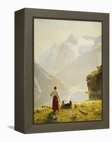 A Summer Day on a Norwegian Fjord-Hans Dahl-Framed Premier Image Canvas