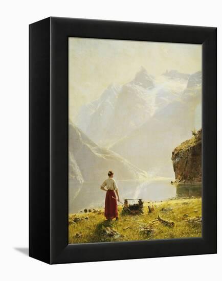 A Summer Day on a Norwegian Fjord-Hans Dahl-Framed Premier Image Canvas