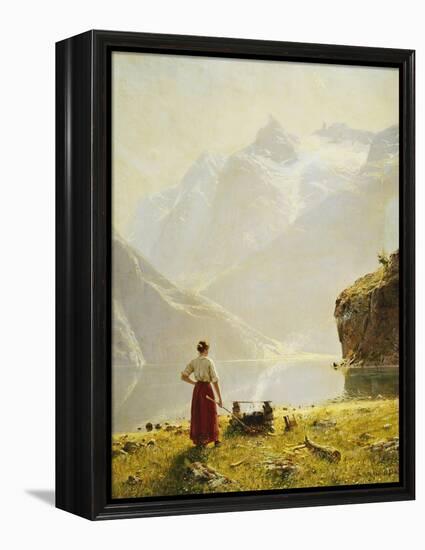 A Summer Day on a Norwegian Fjord-Hans Dahl-Framed Premier Image Canvas