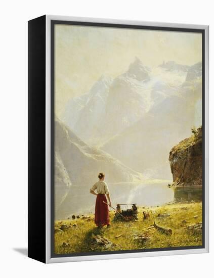 A Summer Day on a Norwegian Fjord-Hans Dahl-Framed Premier Image Canvas