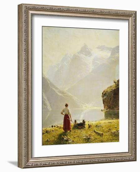 A Summer Day on a Norwegian Fjord-Hans Dahl-Framed Giclee Print