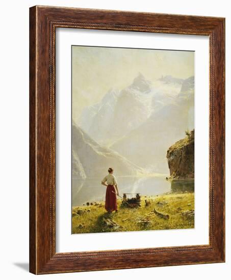 A Summer Day on a Norwegian Fjord-Hans Dahl-Framed Giclee Print