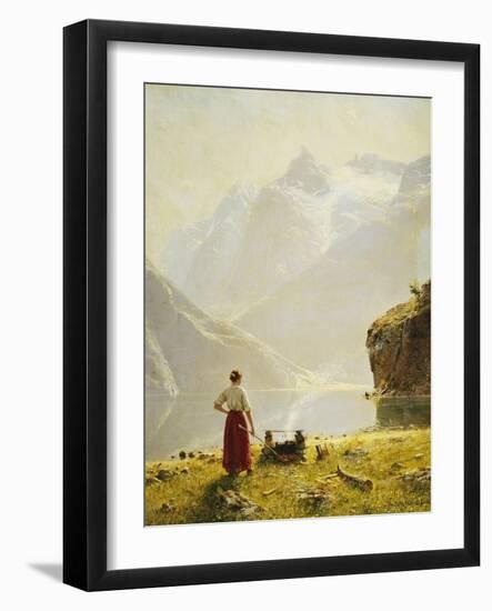 A Summer Day on a Norwegian Fjord-Hans Dahl-Framed Giclee Print