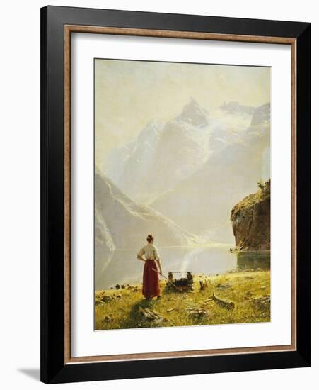 A Summer Day on a Norwegian Fjord-Hans Dahl-Framed Giclee Print