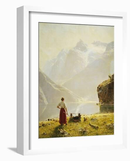 A Summer Day on a Norwegian Fjord-Hans Dahl-Framed Giclee Print