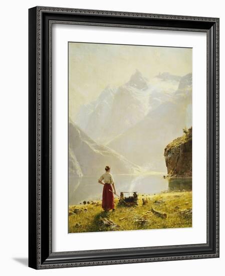 A Summer Day on a Norwegian Fjord-Hans Dahl-Framed Giclee Print