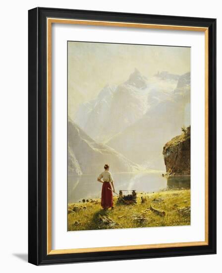 A Summer Day on a Norwegian Fjord-Hans Dahl-Framed Giclee Print