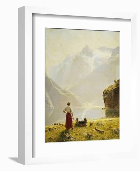 A Summer Day on a Norwegian Fjord-Hans Dahl-Framed Giclee Print