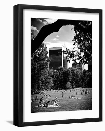 A Summer in Central Park, Manhattan, New York City, Black and White Photography-Philippe Hugonnard-Framed Photographic Print