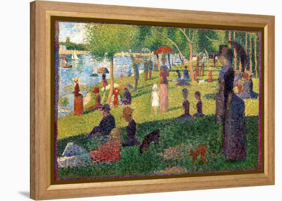 A Sunday on La Grande Jatte-Georges Seurat-Framed Stretched Canvas