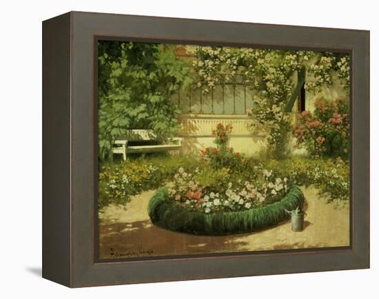 A Sunlit Flower Garden-Laszlo Neogrady-Framed Premier Image Canvas