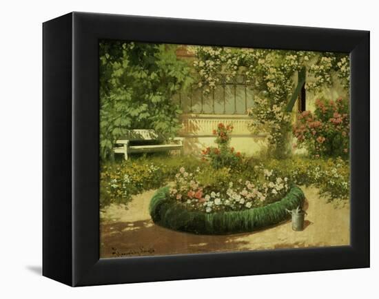 A Sunlit Flower Garden-Laszlo Neogrady-Framed Premier Image Canvas
