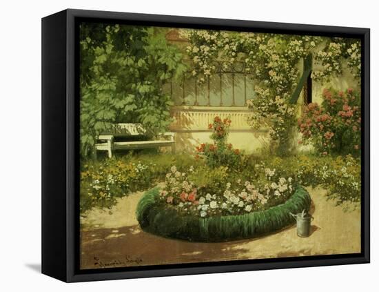 A Sunlit Flower Garden-Laszlo Neogrady-Framed Premier Image Canvas