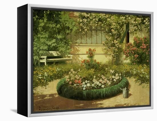 A Sunlit Flower Garden-Laszlo Neogrady-Framed Premier Image Canvas