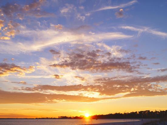 A Sunset In A Beach In Pensacola Florida Usa The Sunset Painting The Sky And Cloud Patterns Wit Photographic Print Banilar Art Com