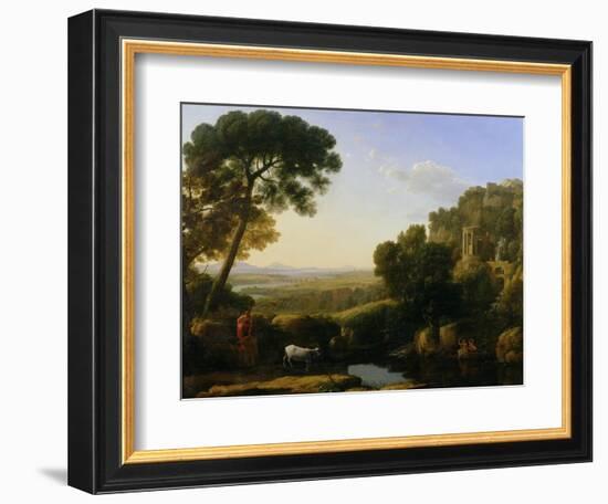 A Sunset or Landscape with Argus Guarding Io-Claude Lorraine-Framed Premium Giclee Print
