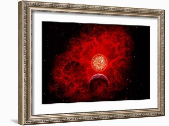 A Supernova Destroying Itself and its Planets-null-Framed Art Print