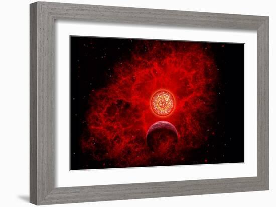 A Supernova Destroying Itself and its Planets-null-Framed Art Print