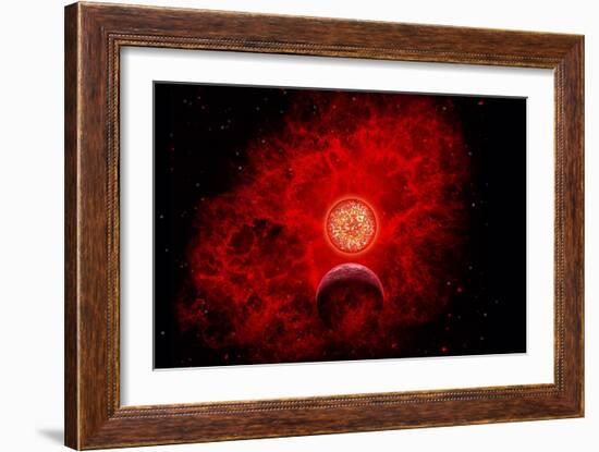 A Supernova Destroying Itself and its Planets-null-Framed Art Print