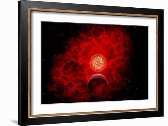 A Supernova Destroying Itself and its Planets-null-Framed Art Print