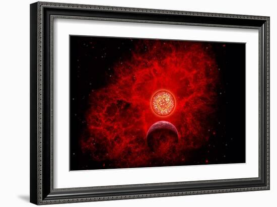 A Supernova Destroying Itself and its Planets-null-Framed Art Print