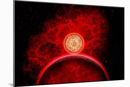 A Supernova Destroying Itself and its Planets-null-Mounted Art Print