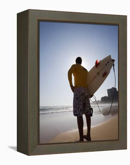 A Surfer Looks Out to the Waves at Manly Beach on Sydney's North Shore, Australia-Andrew Watson-Framed Premier Image Canvas