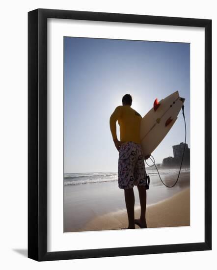 A Surfer Looks Out to the Waves at Manly Beach on Sydney's North Shore, Australia-Andrew Watson-Framed Photographic Print