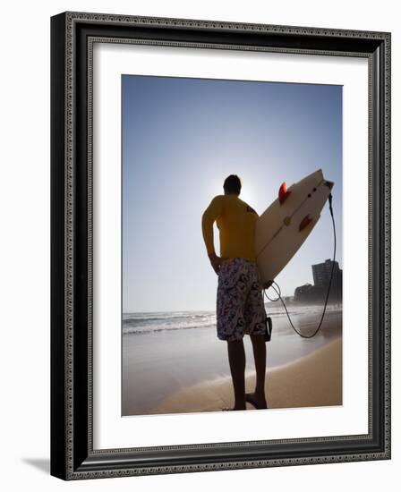 A Surfer Looks Out to the Waves at Manly Beach on Sydney's North Shore, Australia-Andrew Watson-Framed Photographic Print