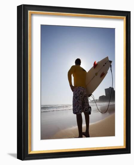 A Surfer Looks Out to the Waves at Manly Beach on Sydney's North Shore, Australia-Andrew Watson-Framed Photographic Print