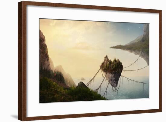 A Surreal Landscape at Sunset with Floating Islands.-Amanda Carden-Framed Photographic Print