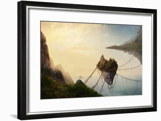 A Surreal Landscape at Sunset with Floating Islands.-Amanda Carden-Framed Photographic Print