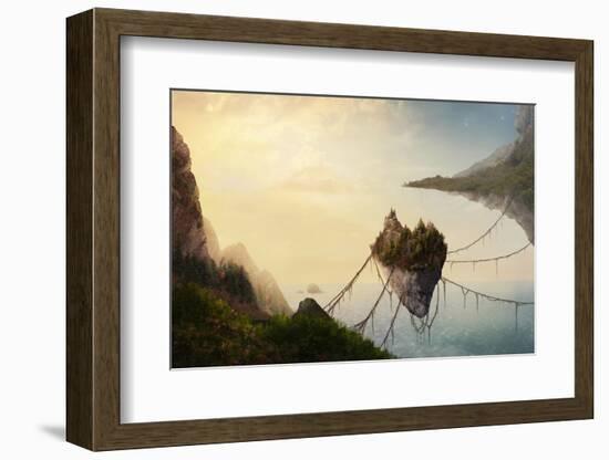 A Surreal Landscape at Sunset with Floating Islands.-Amanda Carden-Framed Photographic Print