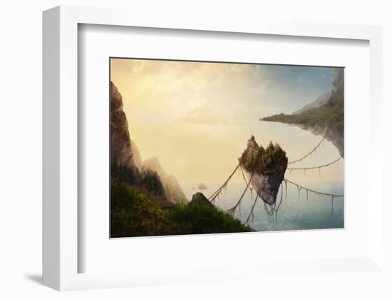 A Surreal Landscape at Sunset with Floating Islands.-Amanda Carden-Framed Photographic Print