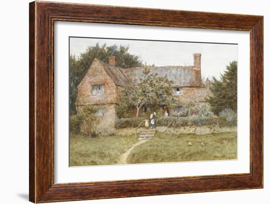 A Surrey Cottage with a Mother and Her Children (Watercolour with Scratching Out)-Helen Allingham-Framed Giclee Print