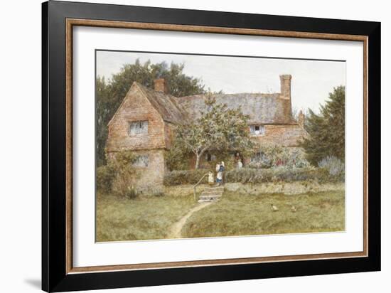 A Surrey Cottage with a Mother and Her Children (Watercolour with Scratching Out)-Helen Allingham-Framed Giclee Print