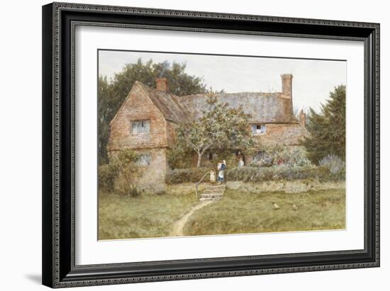 A Surrey Cottage with a Mother and Her Children (Watercolour with Scratching Out)-Helen Allingham-Framed Giclee Print