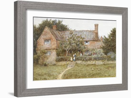 A Surrey Cottage with a Mother and Her Children-Helen Allingham-Framed Giclee Print