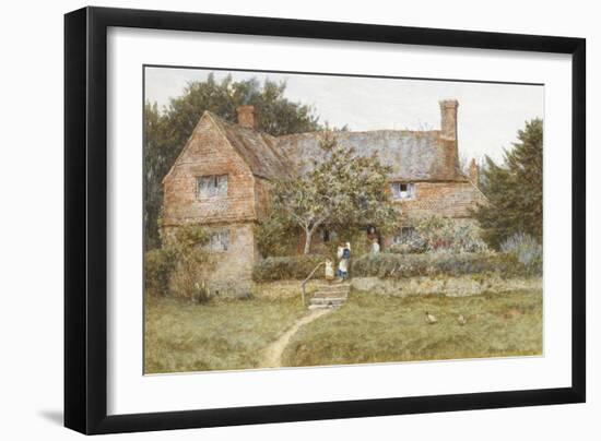 A Surrey Cottage with a Mother and Her Children-Helen Allingham-Framed Giclee Print