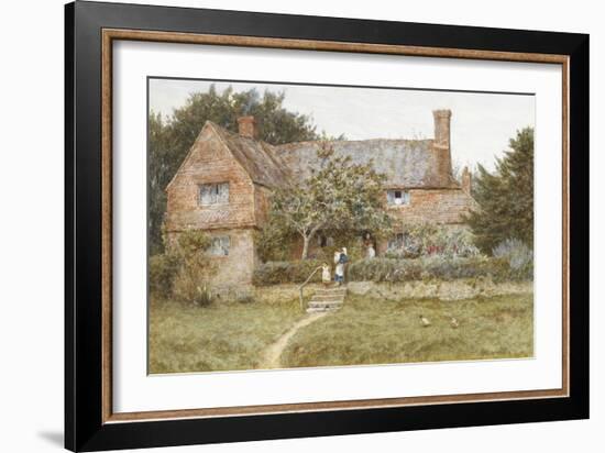 A Surrey Cottage with a Mother and Her Children-Helen Allingham-Framed Giclee Print