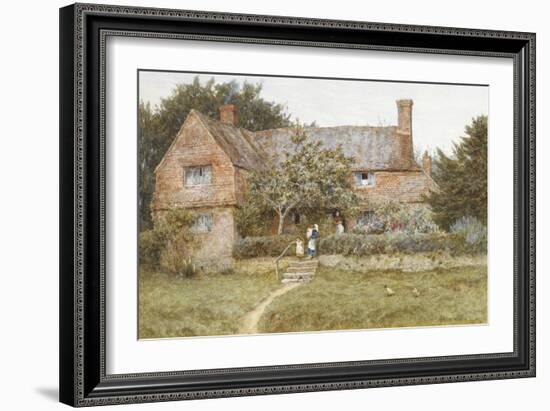 A Surrey Cottage with a Mother and Her Children-Helen Allingham-Framed Giclee Print