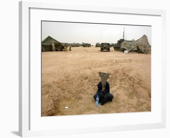 A Suspected Muqtada Al-Sadr Follower at an Us Army Base Outside Najaf-null-Framed Photographic Print