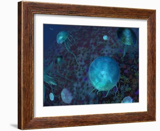 A Swarm of Jellyfish Swim the Panthalassic Ocean-Stocktrek Images-Framed Photographic Print