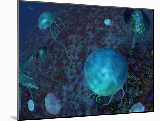 A Swarm of Jellyfish Swim the Panthalassic Ocean-Stocktrek Images-Mounted Photographic Print