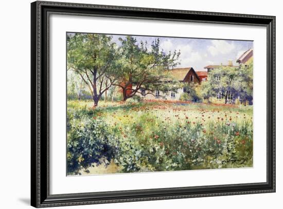 A Swedish Landscape with Poppies-Johan Erik Ericson-Framed Giclee Print