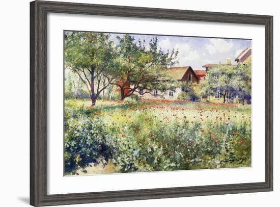 A Swedish Landscape with Poppies-Johan Erik Ericson-Framed Giclee Print