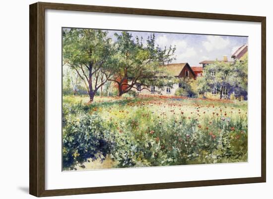 A Swedish Landscape with Poppies-Johan Erik Ericson-Framed Giclee Print