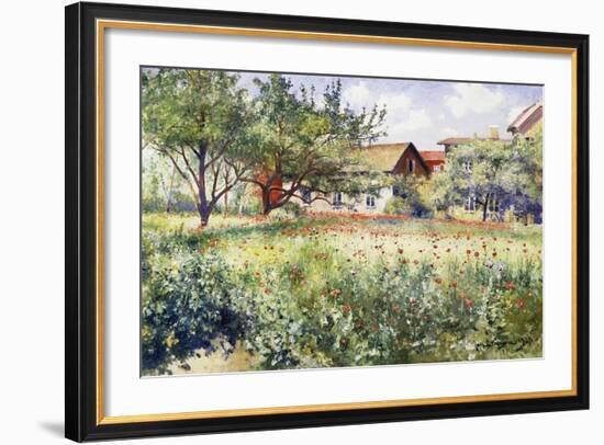 A Swedish Landscape with Poppies-Johan Erik Ericson-Framed Giclee Print