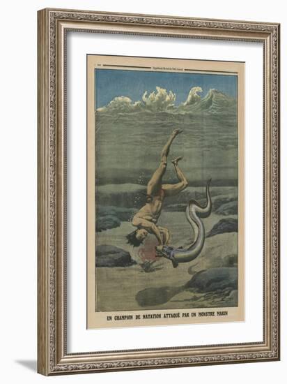 A Swimming Champion Attacked by a Sea Monster-French-Framed Giclee Print