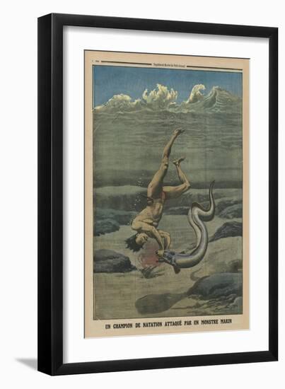 A Swimming Champion Attacked by a Sea Monster-French-Framed Giclee Print